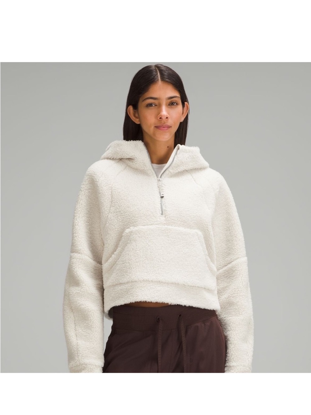 Lululemon White Sherpa Cropped Scuba - Size M/L